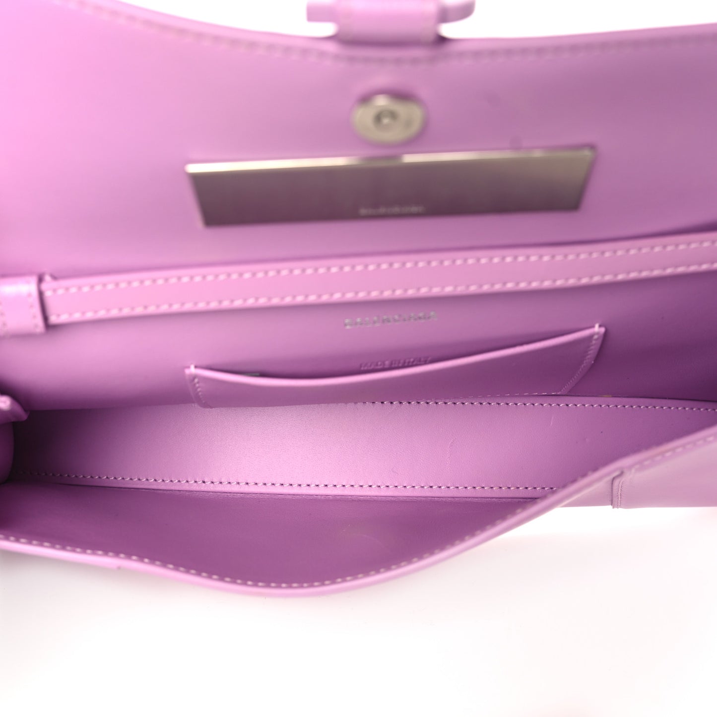 Shiny Box Calfskin Tonal B Hourglass Stretch Sling Shoulder Bag Lilac