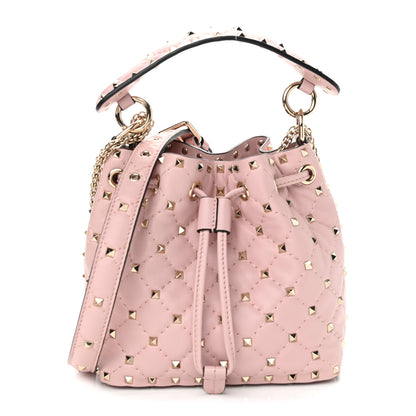 Valentino Garavani Lambskin Mini Rockstud Spike Bucket Bag Water Rose 1 of 12