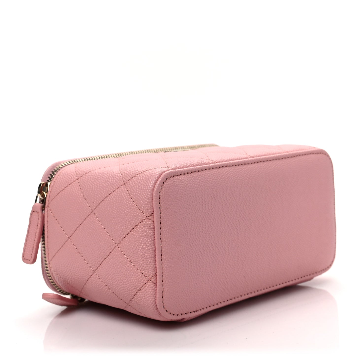 Caviar Quilted Small Vanity Case With Chain Pink