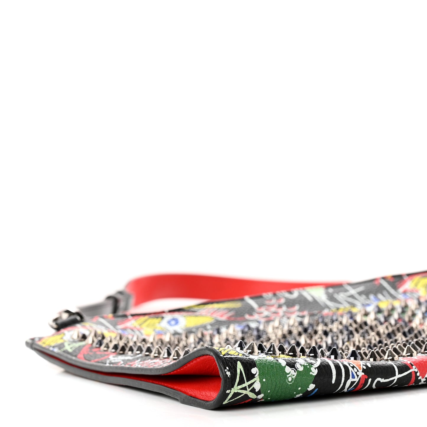 Calfskin Suede Studded Skypouch Crossbody Clutch Black Multicolor