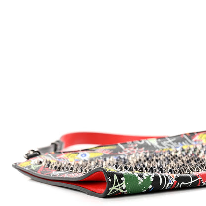Christian Louboutin Calfskin Suede Studded Skypouch Crossbody Clutch Black Multicolor 8 of 16