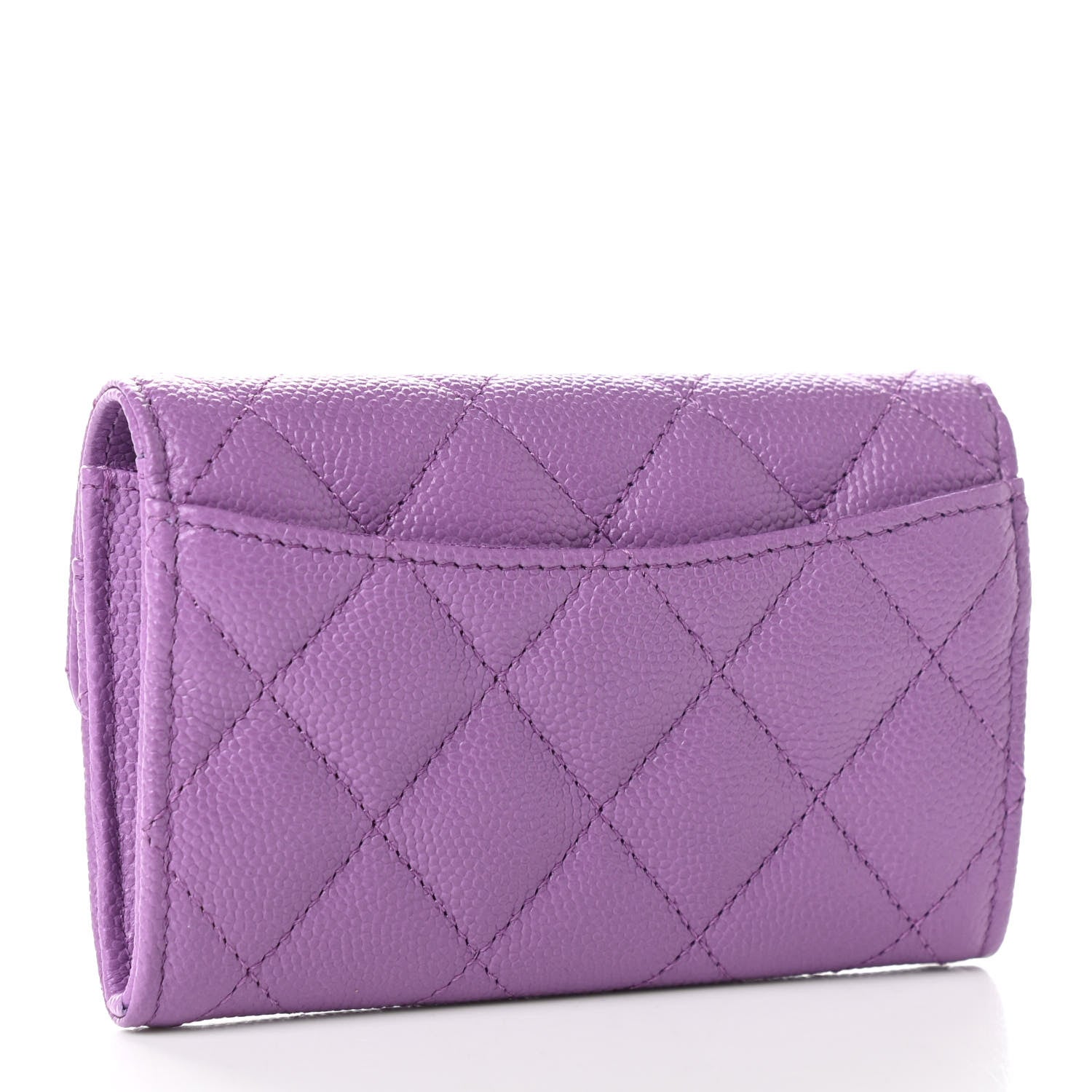 Chanel Caviar Quilted Flap Card Holder Wallet Purple 3 of 8
