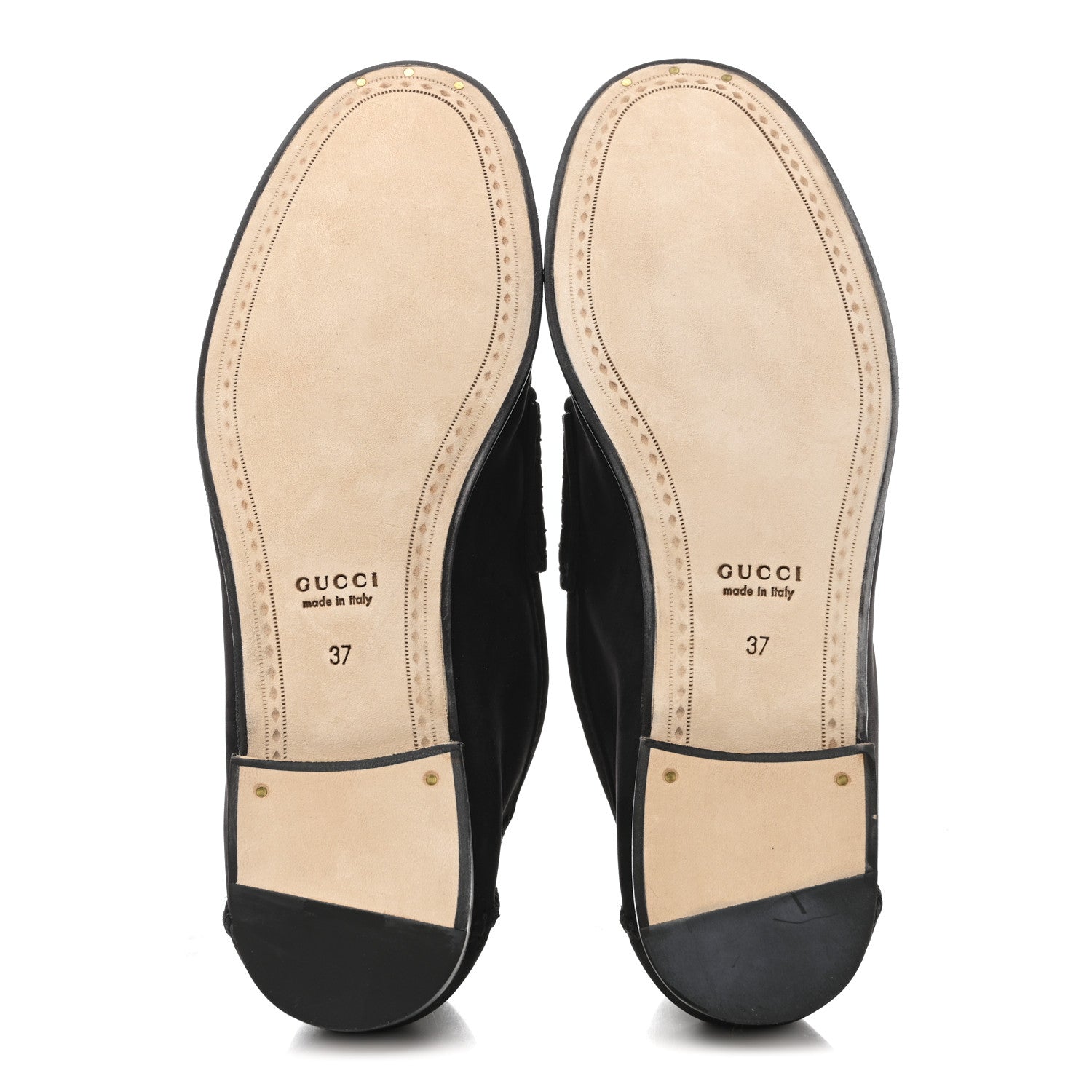 Gucci Suede Calfskin Womens 1953 Horsebit Loafers 37 Black 6 of 9