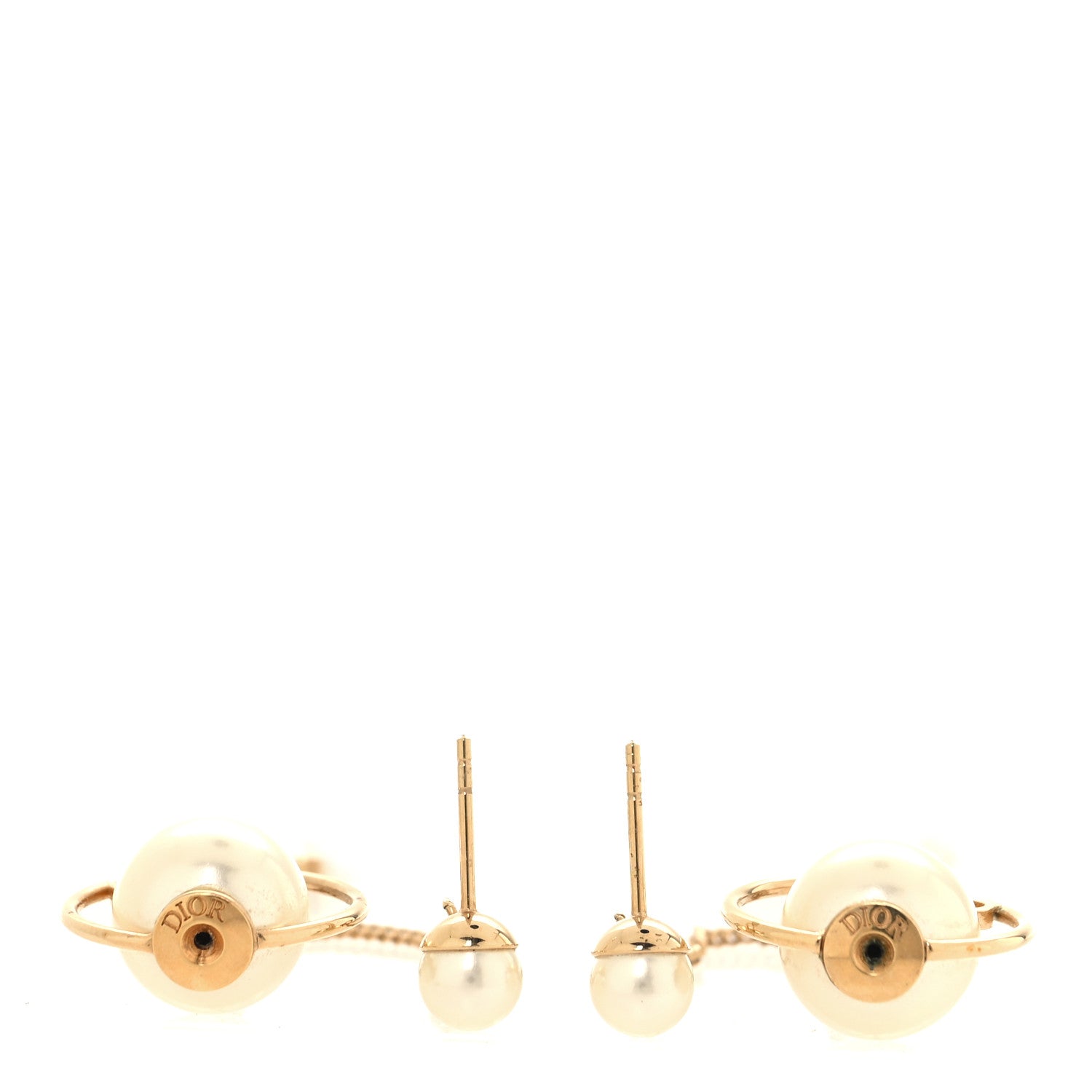 Christian Dior Pearl Tribales Dangle Chain Earrings Gold 3 of 4