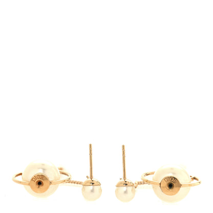 Christian Dior Pearl Tribales Dangle Chain Earrings Gold 3 of 4