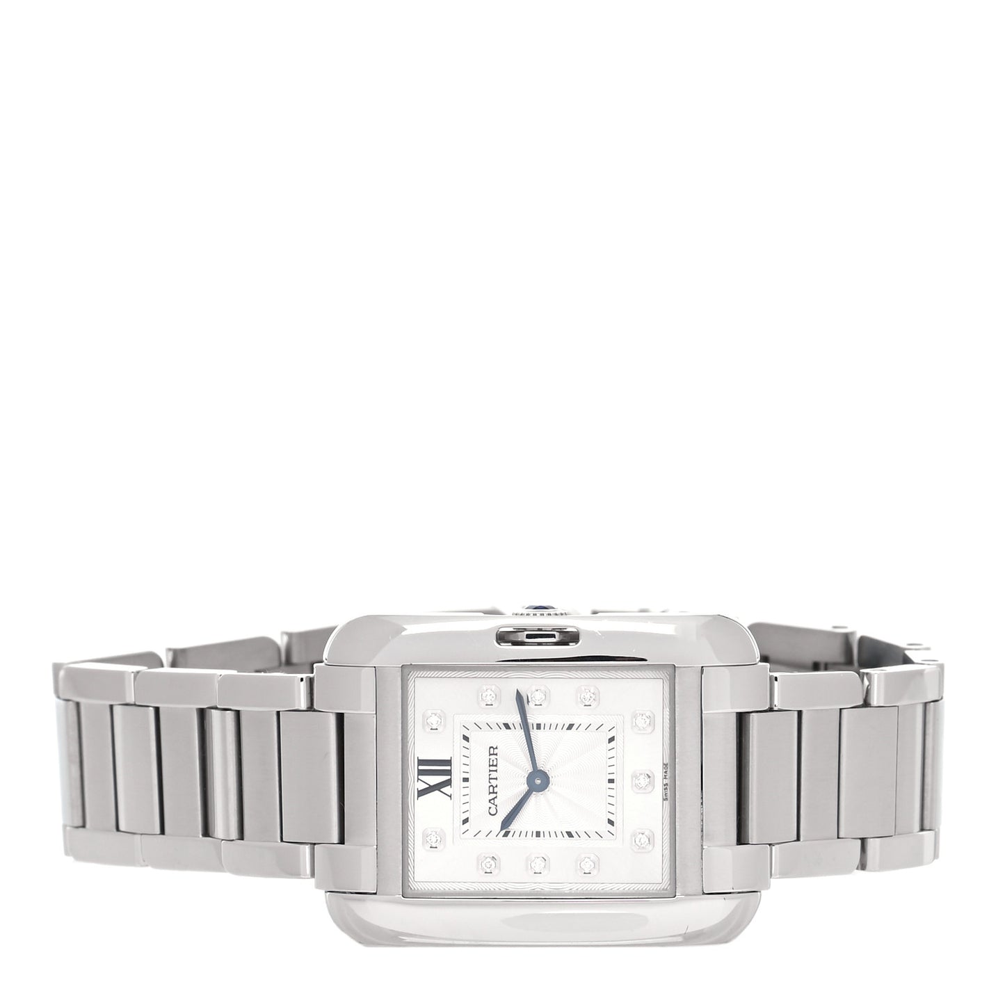 Stainless Steel Diamond 26mm Tank Anglaise Quartz Watch