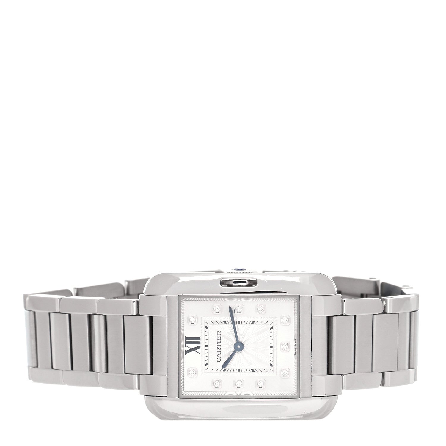 Cartier Stainless Steel Diamond 26mm Tank Anglaise Quartz Watch 2 of 5