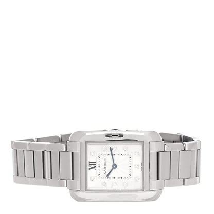 Cartier Stainless Steel Diamond 26mm Tank Anglaise Quartz Watch 2 of 5