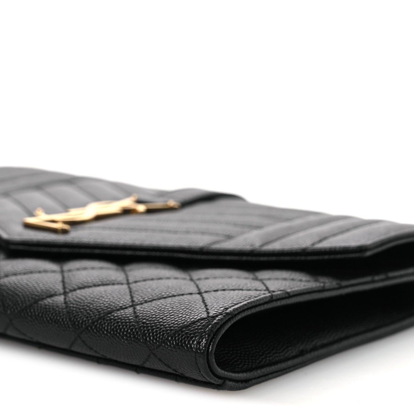 Grain De Poudre Textured Mixed Matelasse Triquilt Monogram Clutch Black
