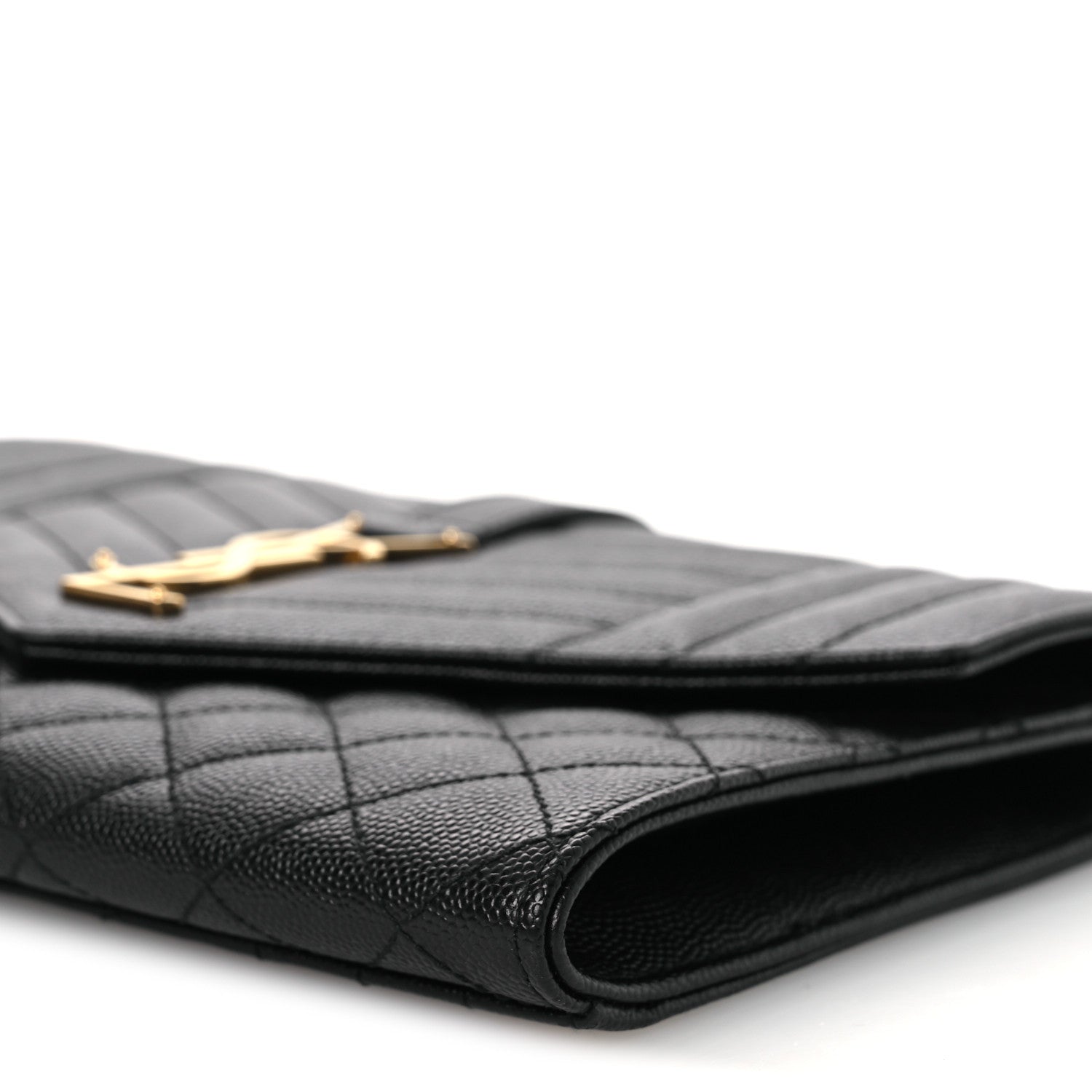 Saint Laurent Grain De Poudre Textured Mixed Matelasse Triquilt Monogram Clutch Black 10 of 12