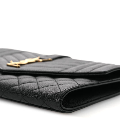 Saint Laurent Grain De Poudre Textured Mixed Matelasse Triquilt Monogram Clutch Black 10 of 12