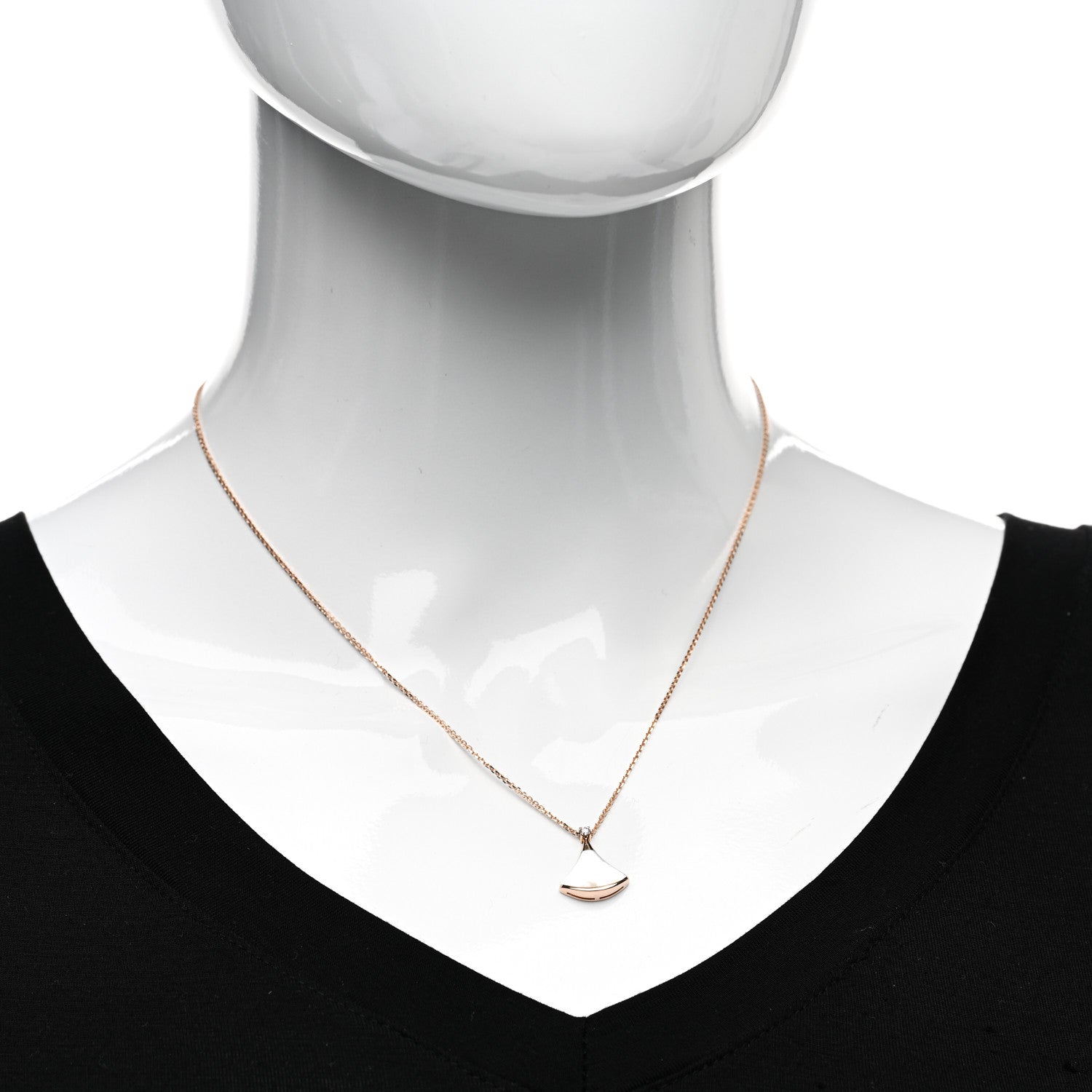 Bulgari 18K Rose Gold Diamond Mother of Pearl Small Divas' Dream Pendant Necklace 2 of 5