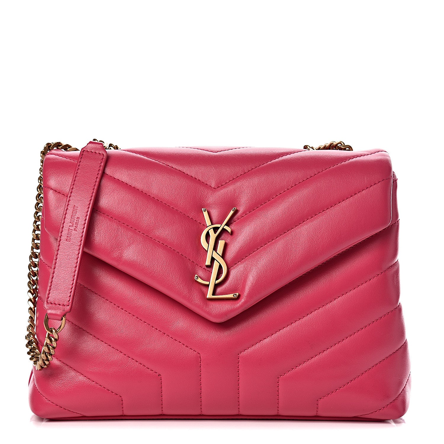 Saint Laurent Calfskin Y Quilted Monogram Small Loulou Chain Satchel Fresh Fuchsia 1 of 12