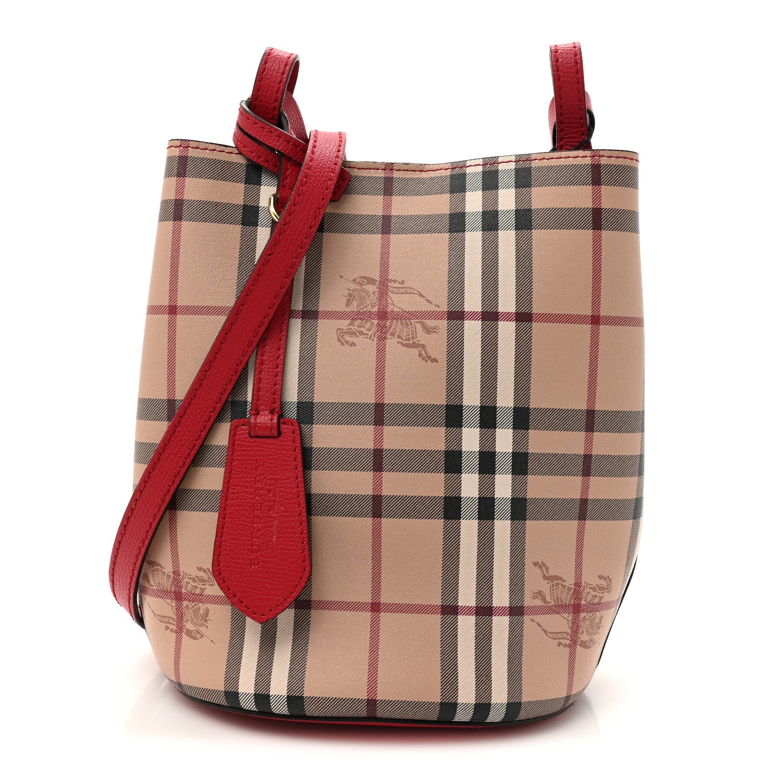 Burberry Haymarket Check Colours Small Lorne Bucket Crossbody Poppy Red 1 of 10