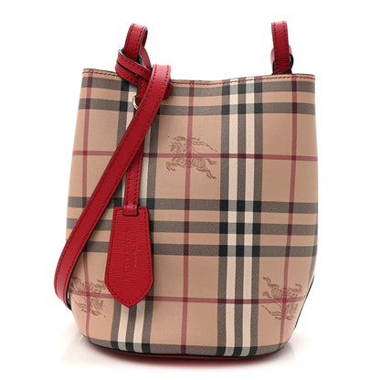 Burberry Haymarket Check Colours Small Lorne Bucket Crossbody Poppy Red 1 of 10