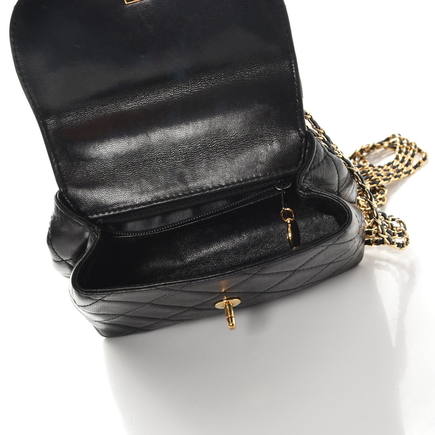 Chanel Lambskin Quilted 4 Chain Mini Flap Black 6 of 11