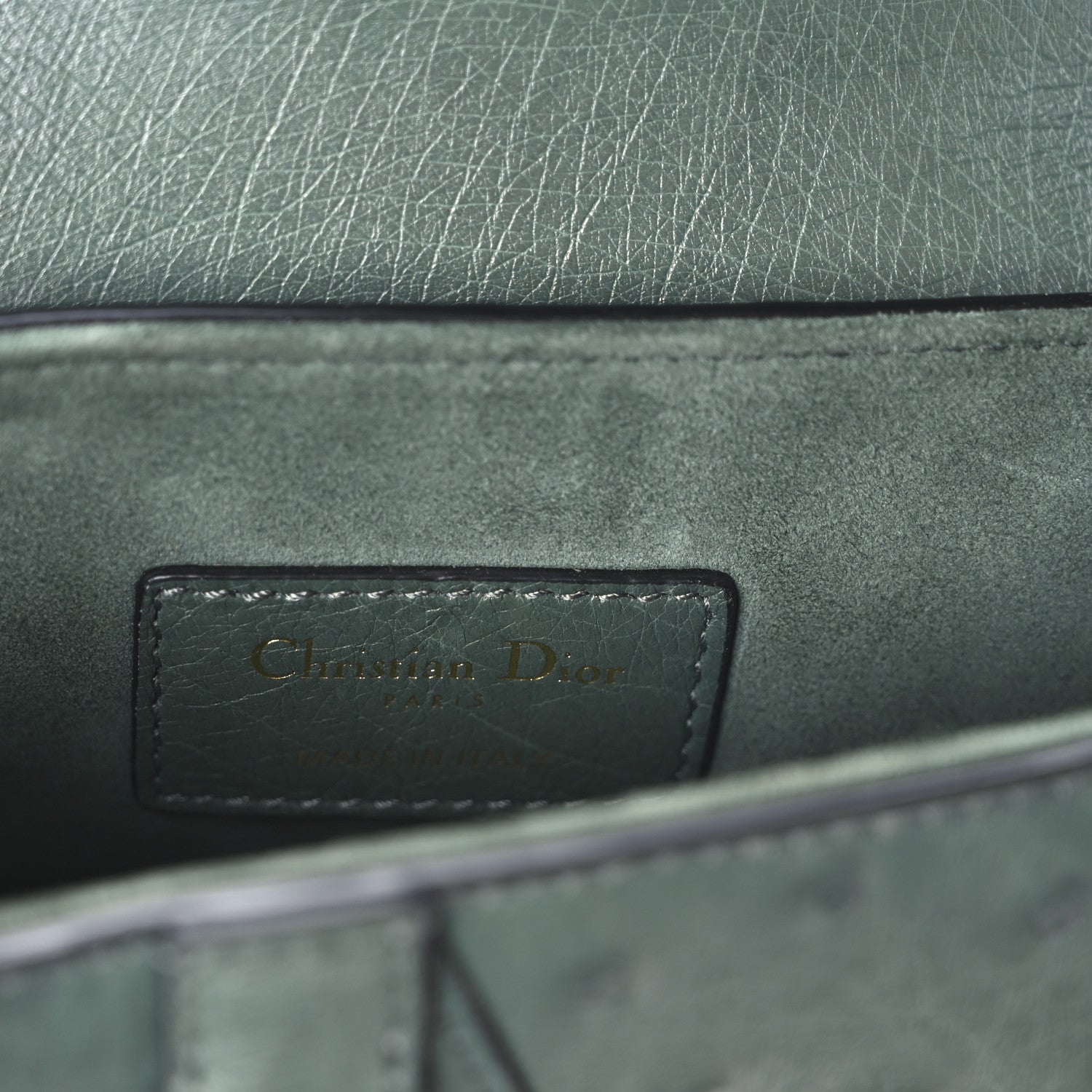 Christian Dior Ostrich Mini Saddle Bag Green 6 of 9