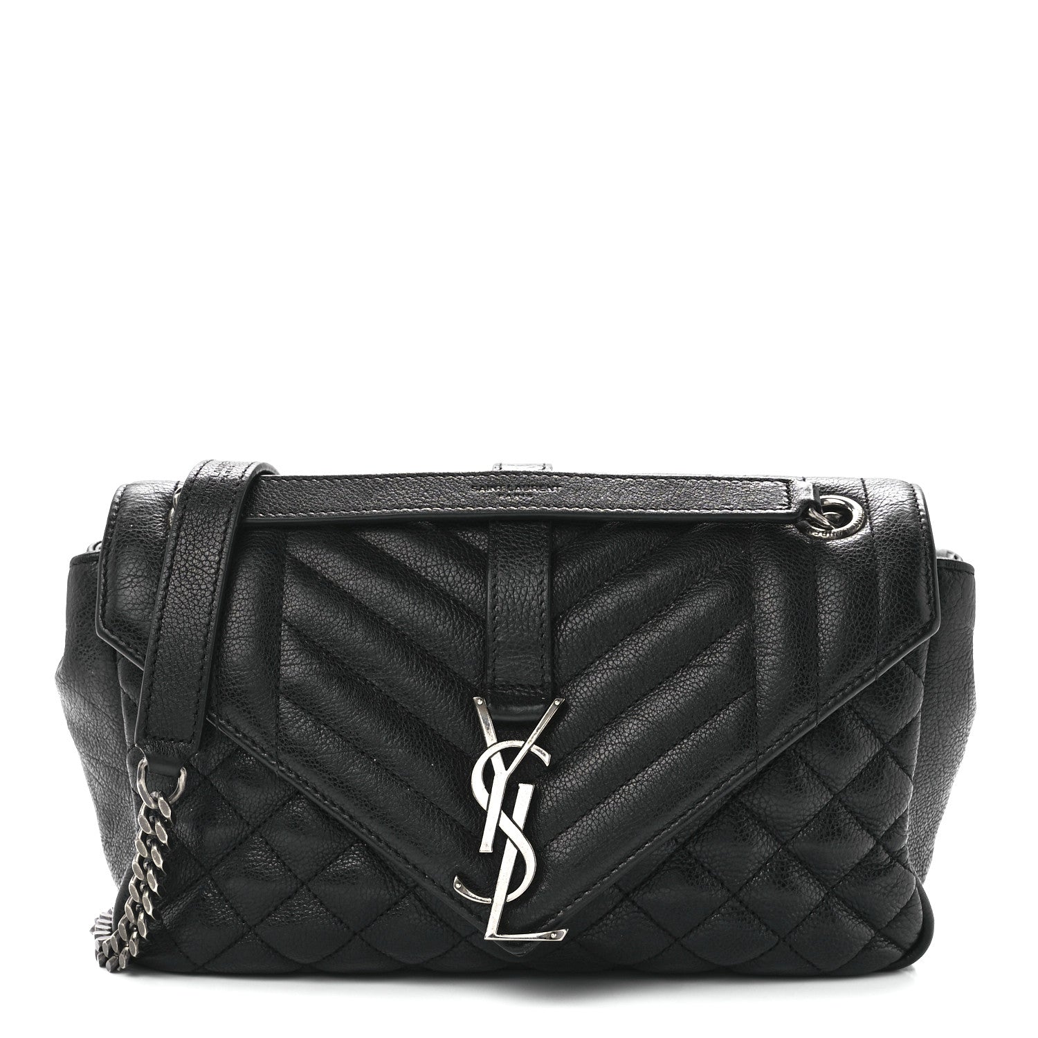 Saint Laurent Sheepskin Tri-Quilt Monogram Medium College Bag Black 1 of 12