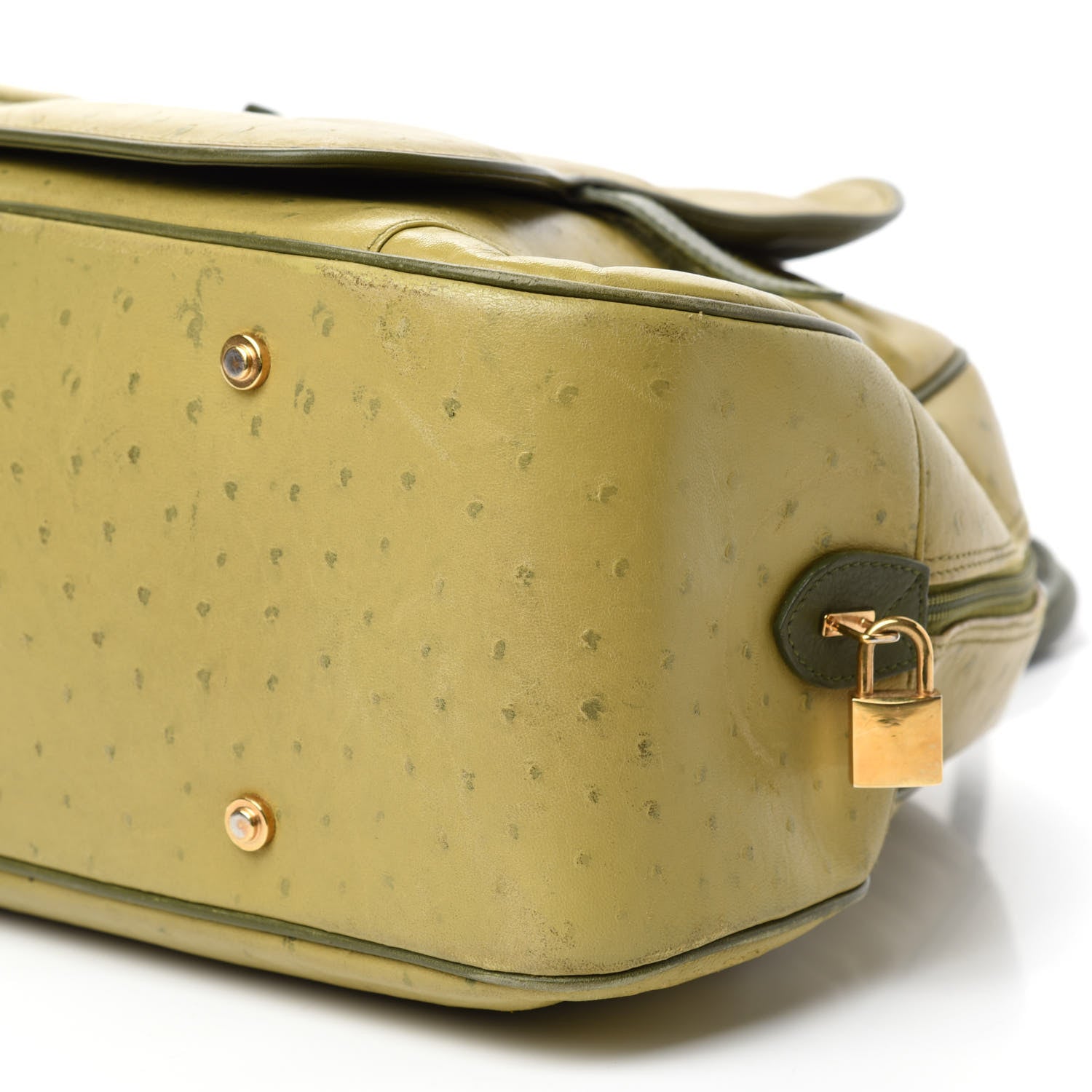 Christian Dior Ostrich Saddle Bowler Green 7 of 13