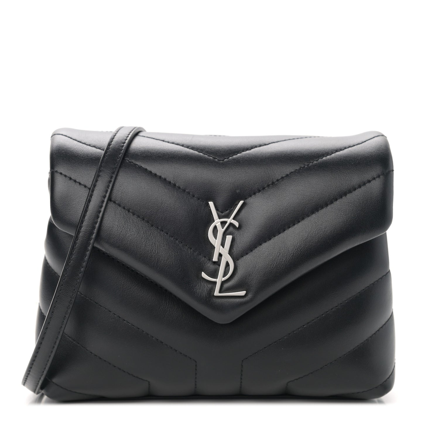 Calfskin Y Quilted Monogram Toy Loulou Crossbody Bag Black