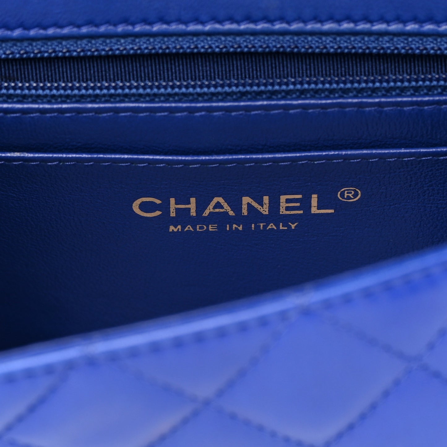 Lambskin Quilted Mini Rectangular Flap Blue