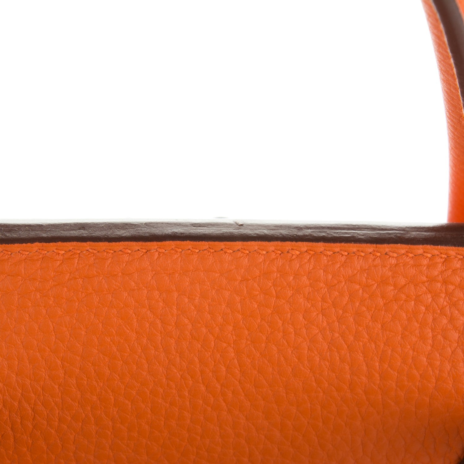 Hermes Taurillon Clemence Birkin 40 Orange 9 of 11