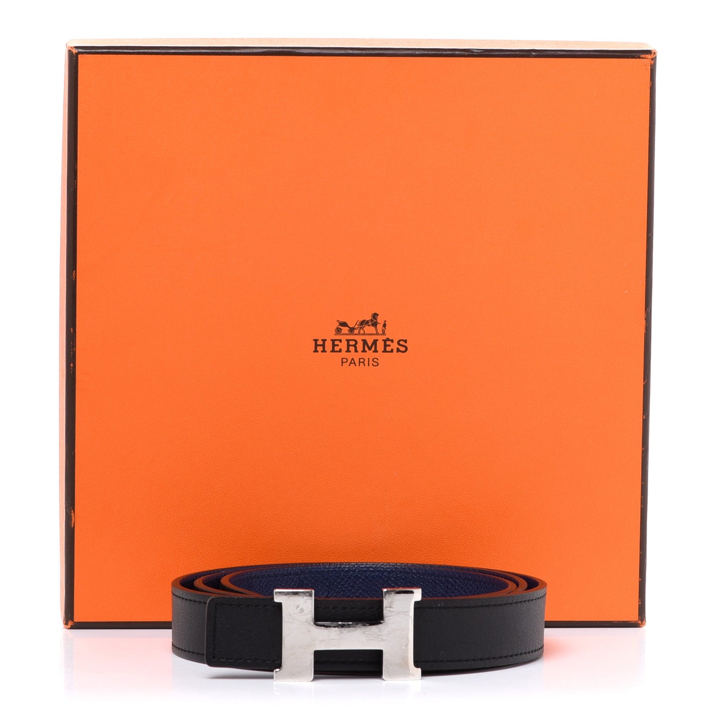 Swift Epsom 24mm Mini Constance H Belt 90 Black Bleu Saphir