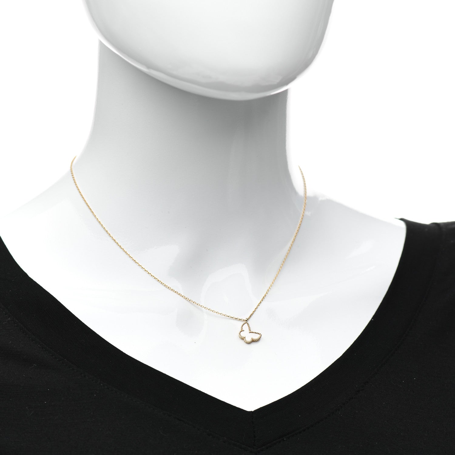 Van Cleef & Arpels 18K Yellow Gold Mother of Pearl Sweet Alhambra Butterfly Pendant Necklace 3 of 6