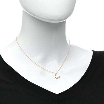 Van Cleef & Arpels 18K Yellow Gold Mother of Pearl Sweet Alhambra Butterfly Pendant Necklace 3 of 6