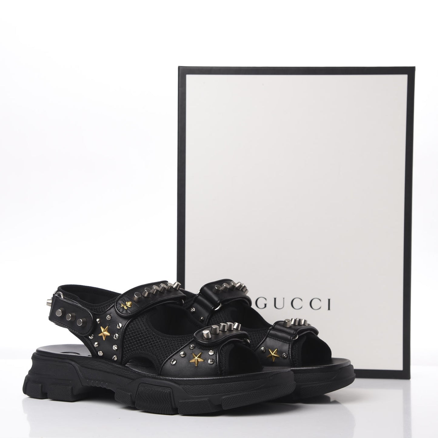 Nappa Mesh Studded Mens Aguru Sandals 11 Black