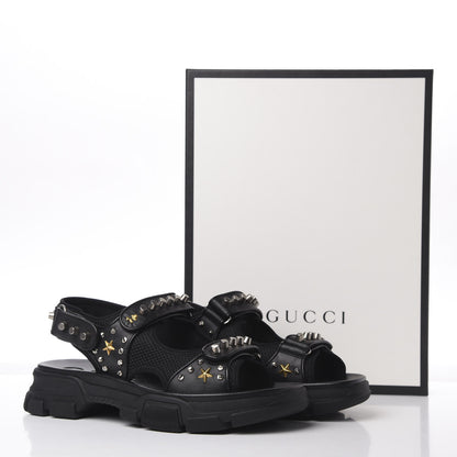 Gucci Nappa Mesh Studded Mens Aguru Sandals 11 Black 11 of 11