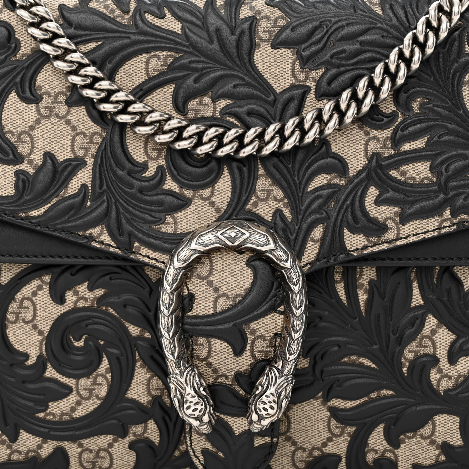 Gucci GG Supreme Monogram Arabesque Medium Dionysus Shoulder Bag Black 8 of 10