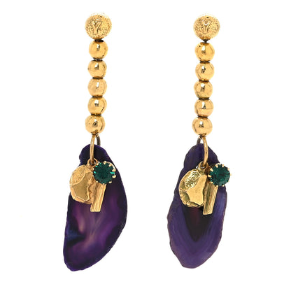 Saint Laurent Metal Agate YSL Chyc Drop Earrings Multicolor 1 of 3
