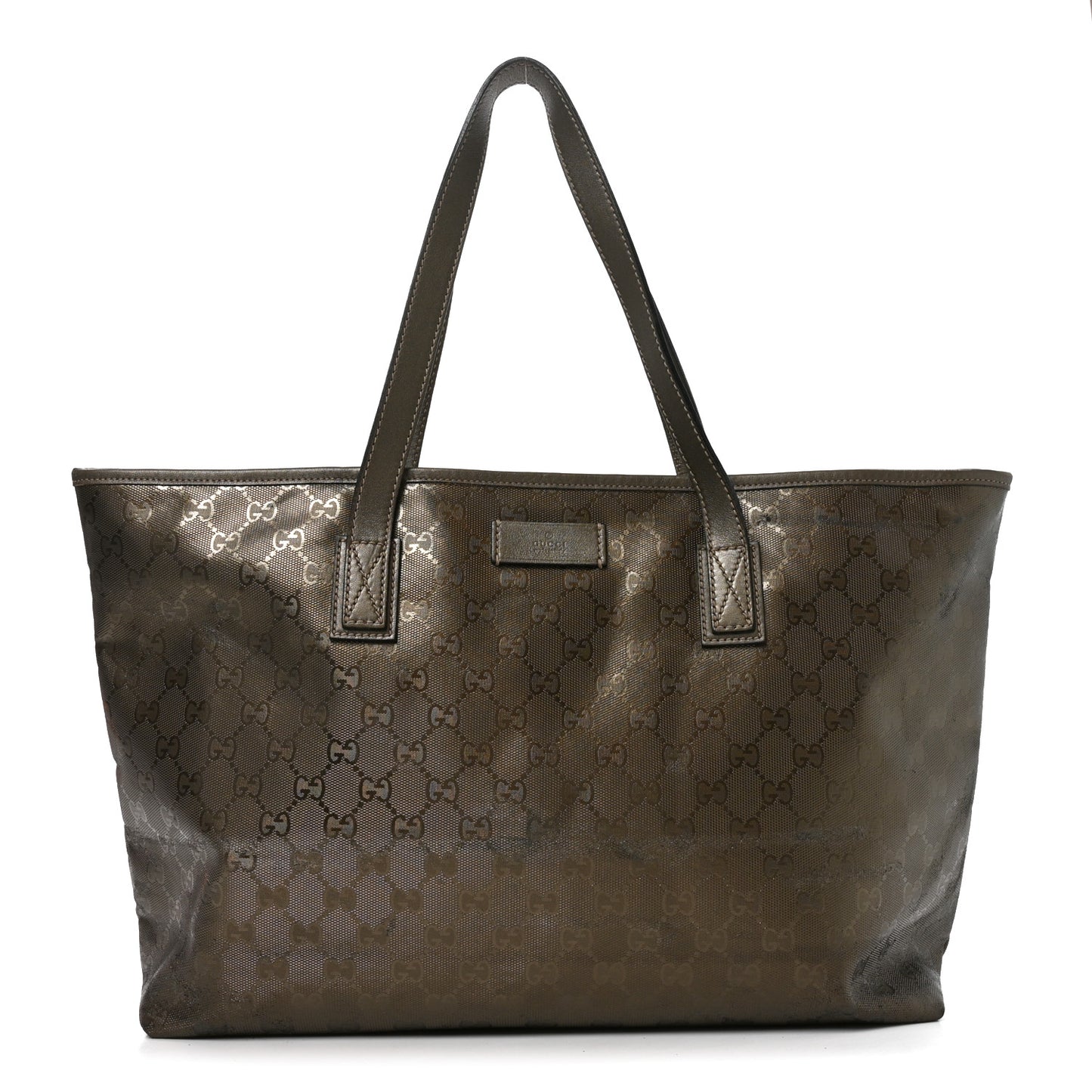 Imprime Monogram Medium Zippered Shopping Tote Pewter
