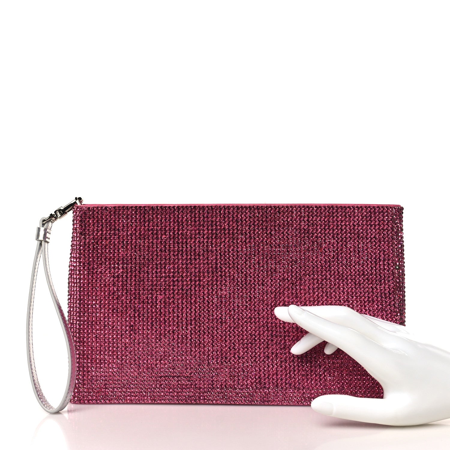 Judith Leiber Swarovski Crystal Wristlet Pouch Pink 2 of 6