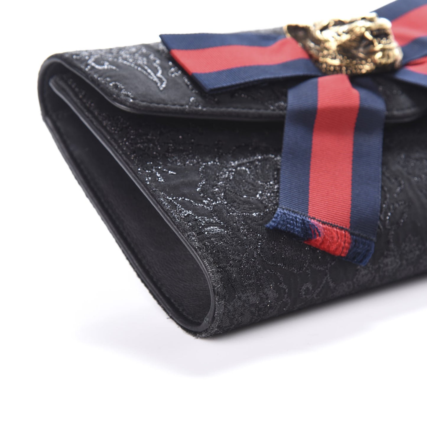 Lurex Brocade Animalier Broadway Clutch Black