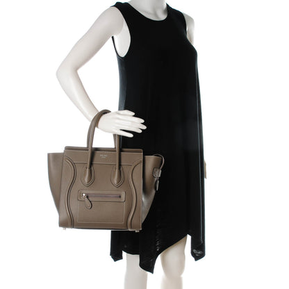 Celine Drummed Calfskin Micro Luggage Souris 2 of 7