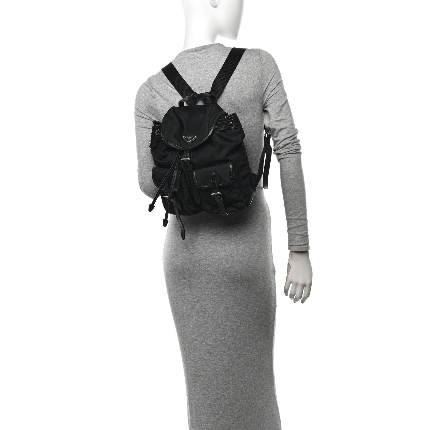 Prada Tessuto Nylon Vitello Backpack Black 2 of 12
