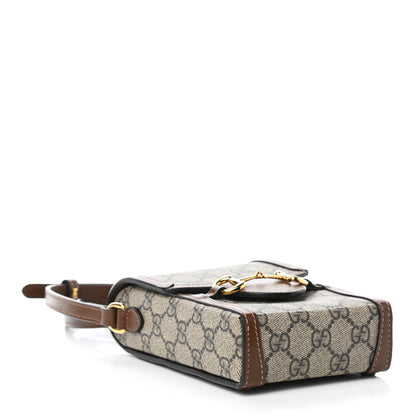 Gucci GG Supreme Monogram Mini Horsebit 1955 Crossbody Bag Beige Brown Sugar 4 of 9