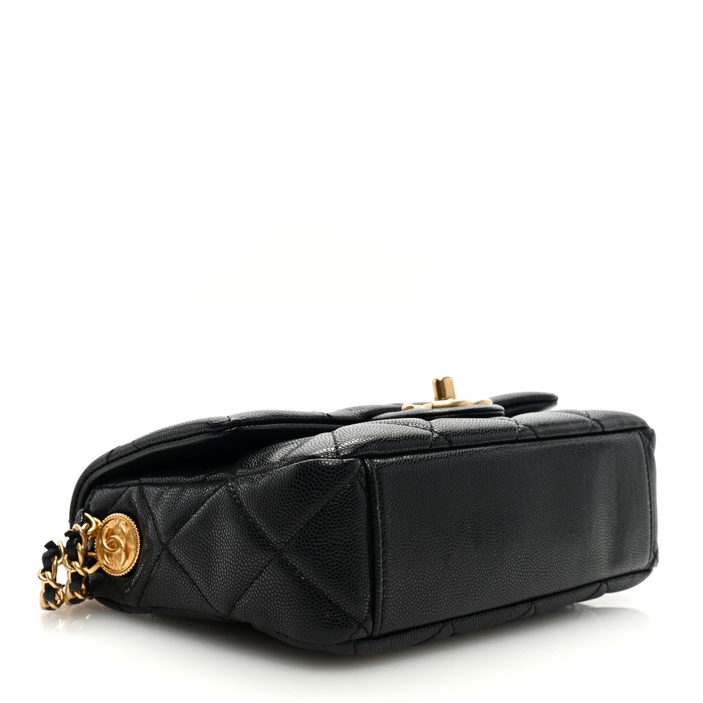 Caviar Quilted Small Twist Your Buttons Flap Black