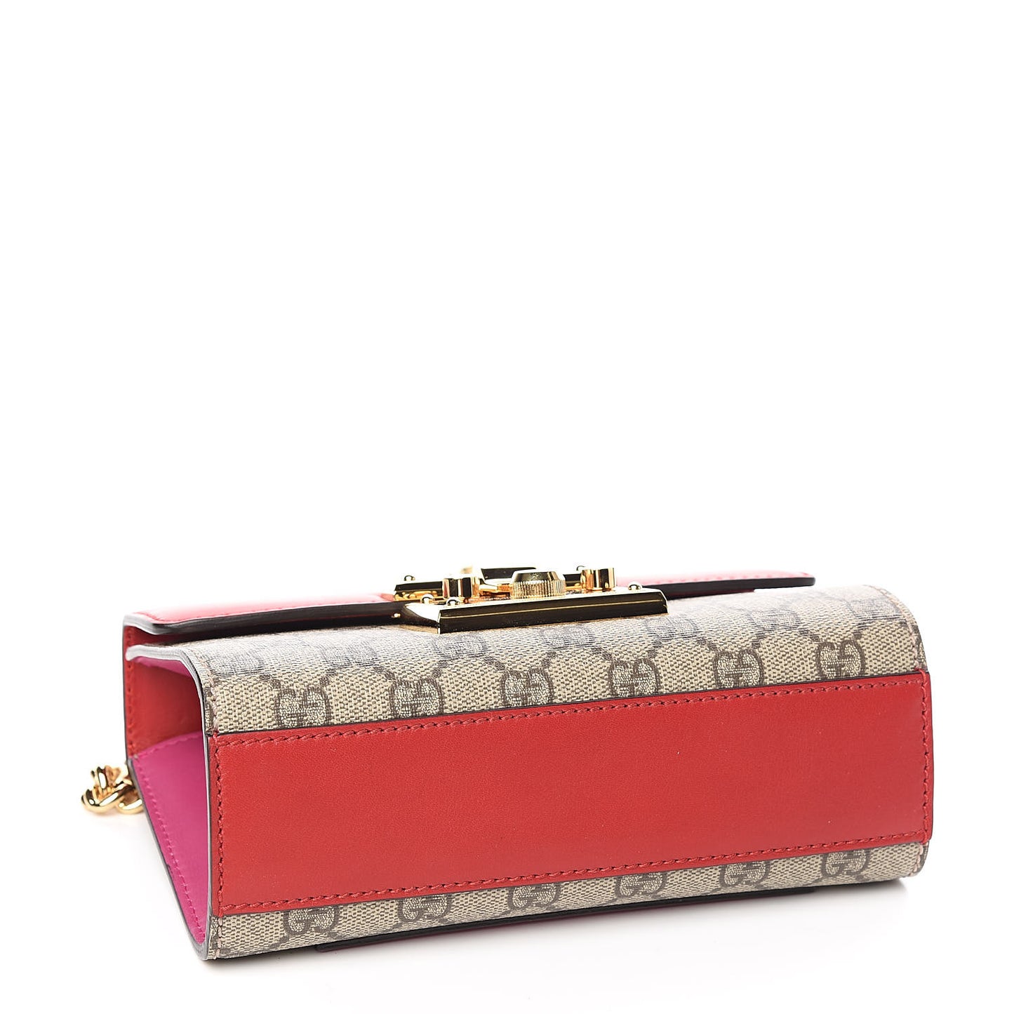 GG Supreme Monogram Calfskin Small Padlock Shoulder Bag Beige Hibiscus Red New Rosette