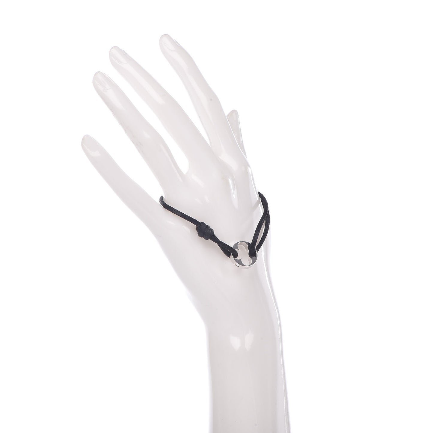 18K White Gold Cord Empreinte Adjustable Bracelet Black