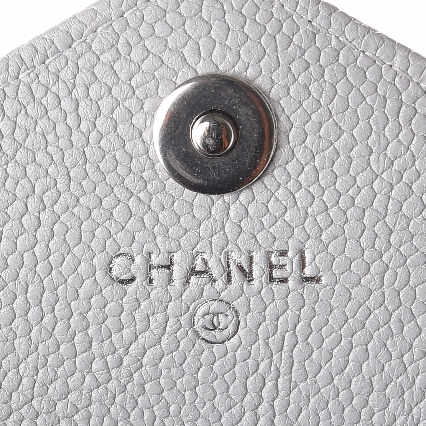 Caviar Chevron Quilted Card Holder Flap Wallet Grey