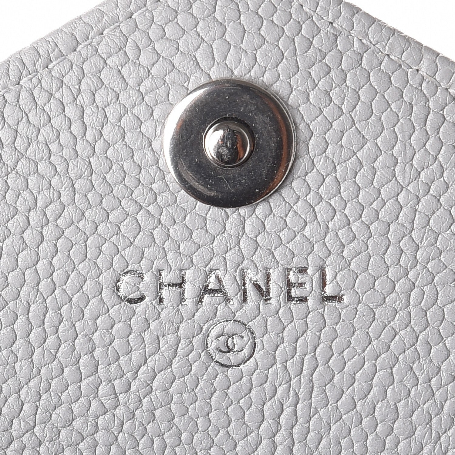Chanel Caviar Chevron Quilted Card Holder Flap Wallet Grey 6 of 8