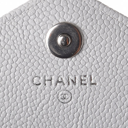 Chanel Caviar Chevron Quilted Card Holder Flap Wallet Grey 6 of 8