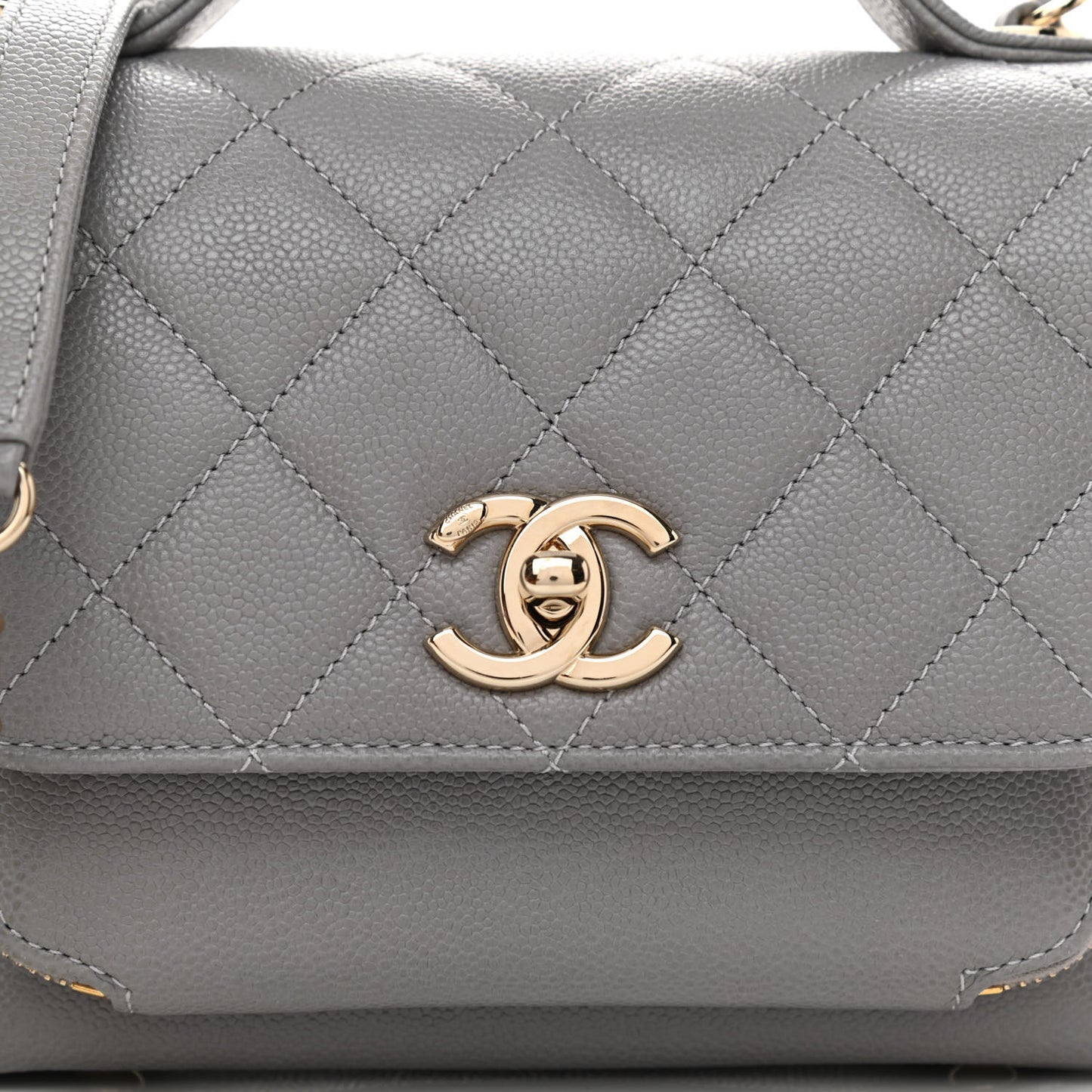 Caviar Quilted Small Business Affinity Flap Grey