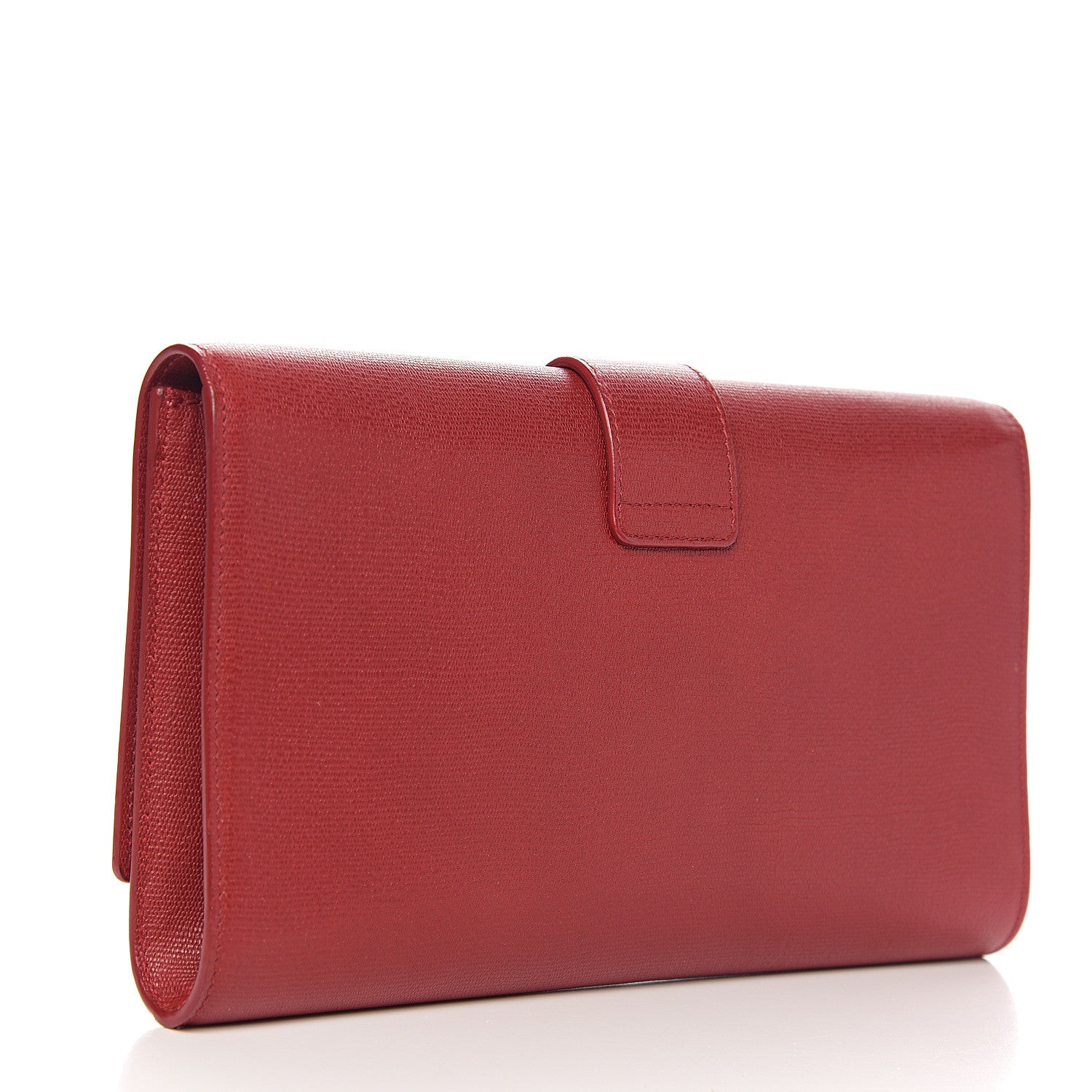 Saint Laurent Textured Calfskin Classic Y Ligne Clutch Red 2 of 10