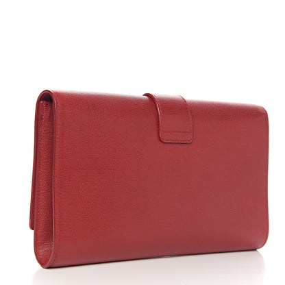 Saint Laurent Textured Calfskin Classic Y Ligne Clutch Red 2 of 10