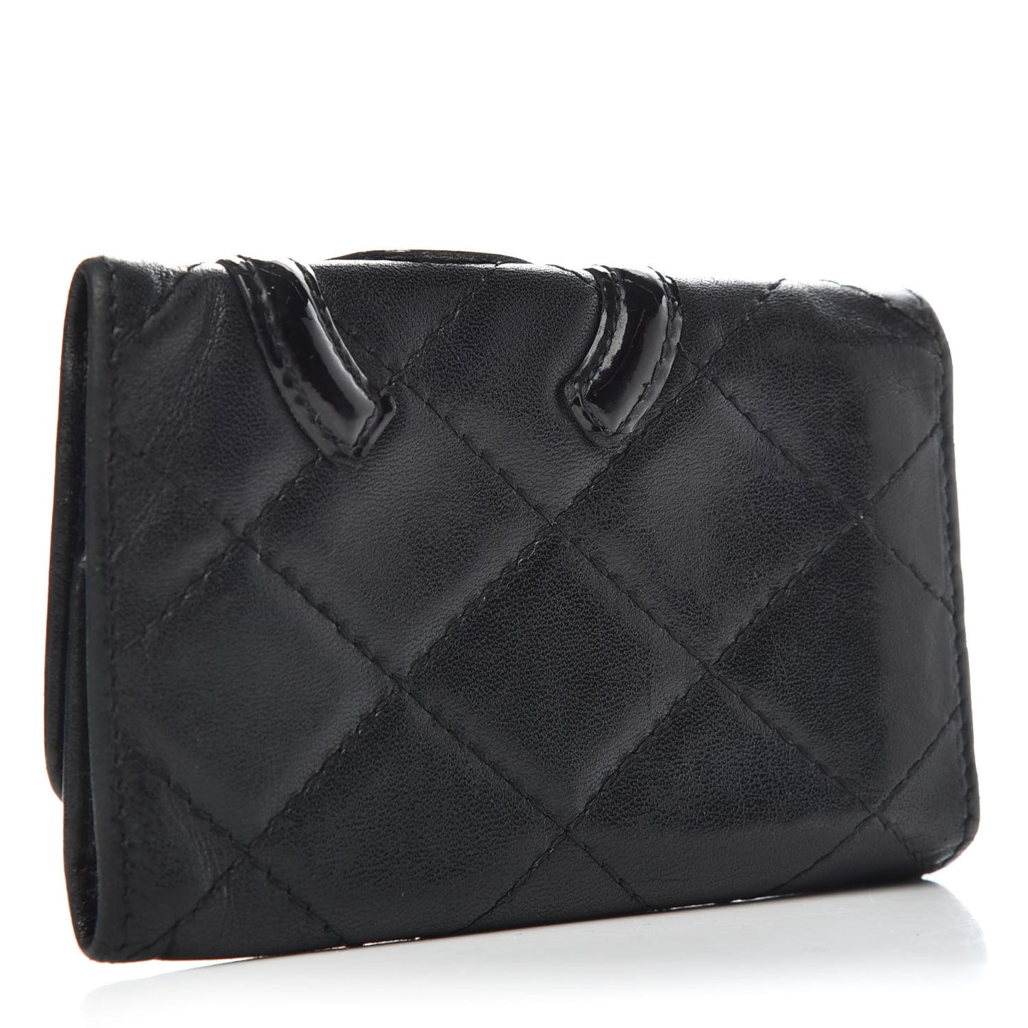 Calfskin Quilted Cambon 6 Key Holder Black