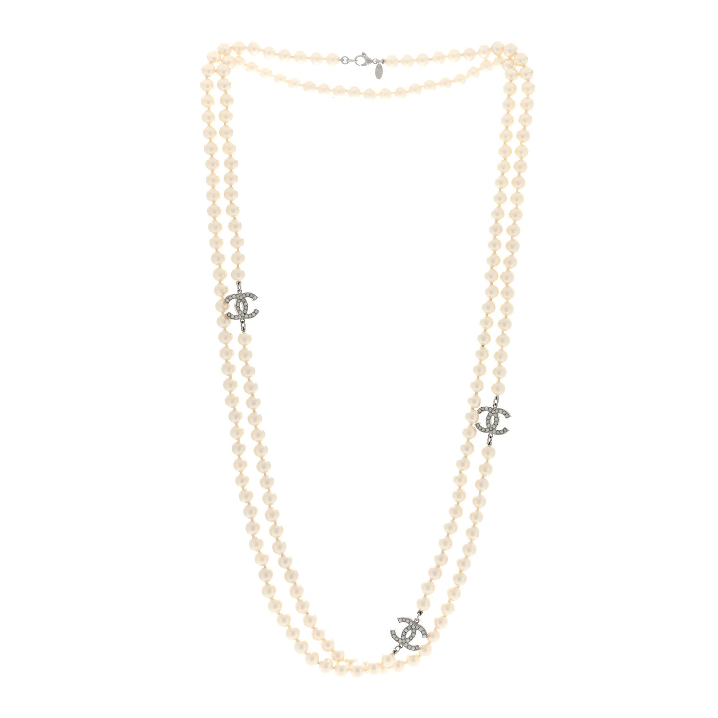 Pearl Resin CC Long Necklace Gold